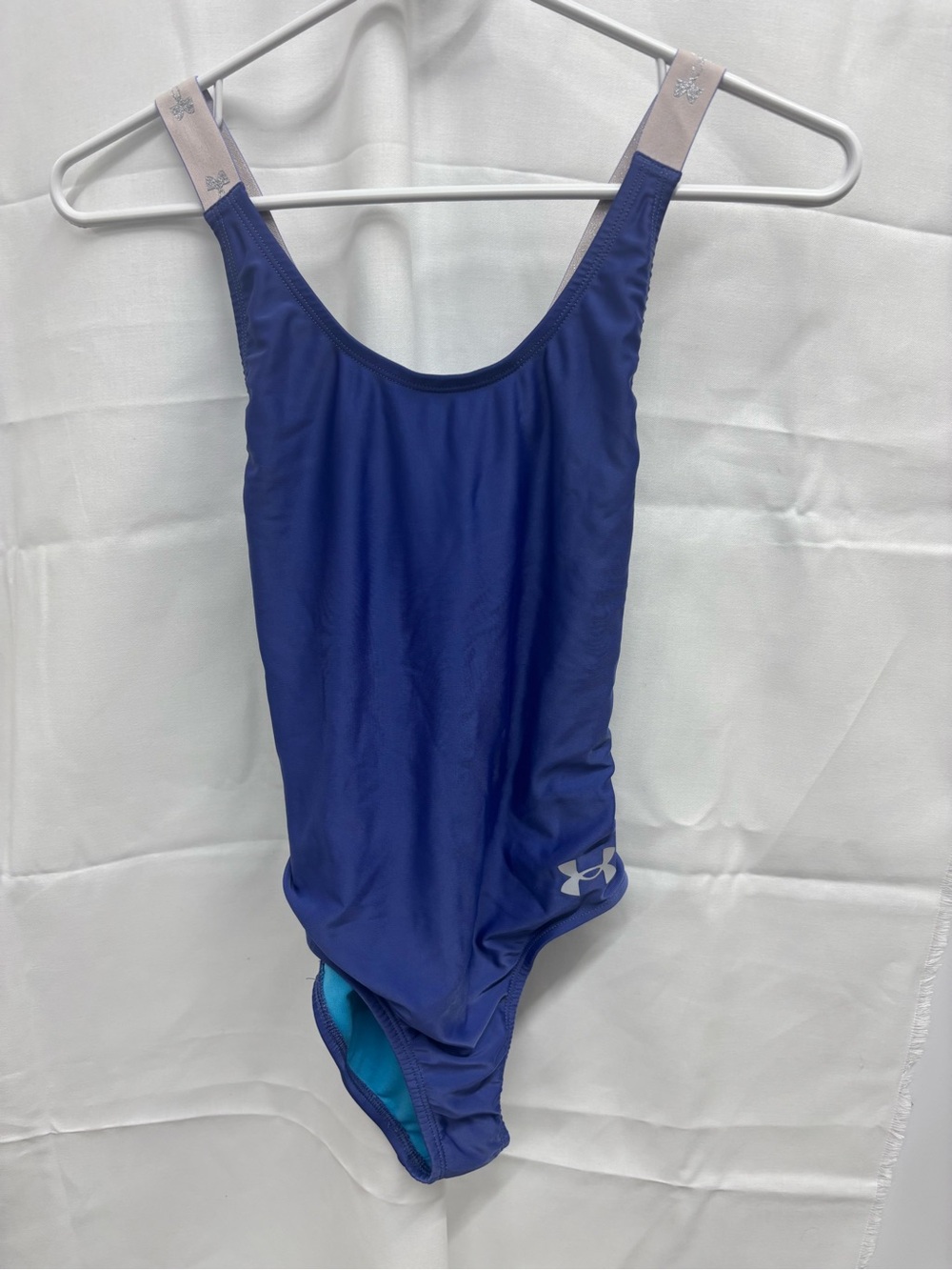 Under Armour Girls Blue One-Piece Swimsuits with Light Pink Straps 2 suits total